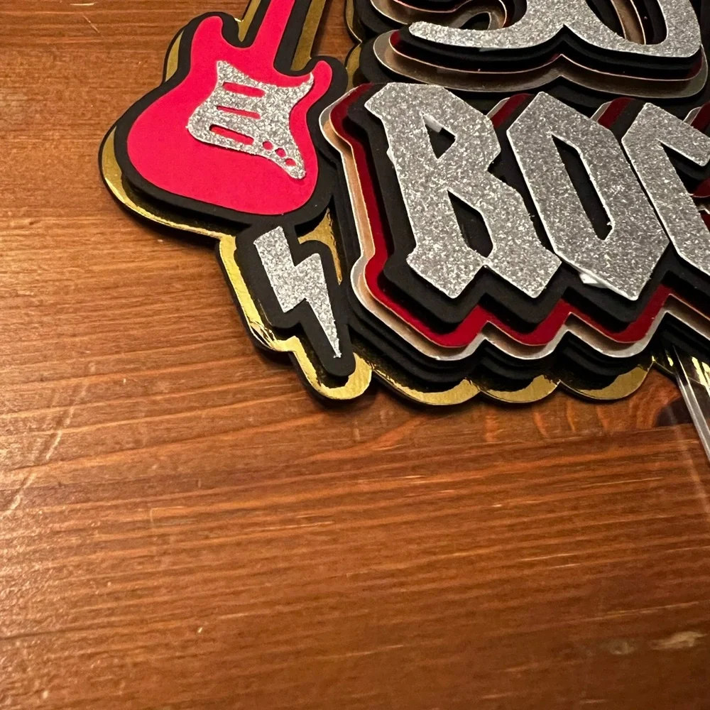 50 Rocks Guitar Birthday Cake Topper